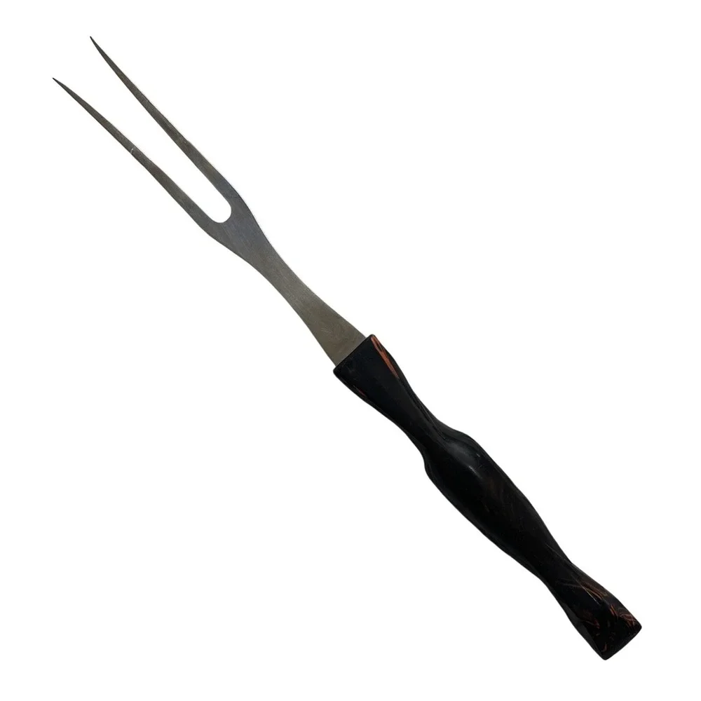 Cutco 2 Prong Carving Turning Fork 1726 Orange Brown Swirl Marbled USA 12